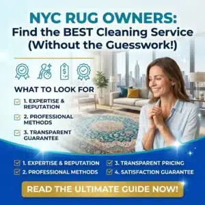 Professional rug cleaning service in NYC cleaning a high end area rug